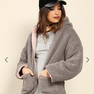 Papaya Reversible Soft Faux Shearling Coat